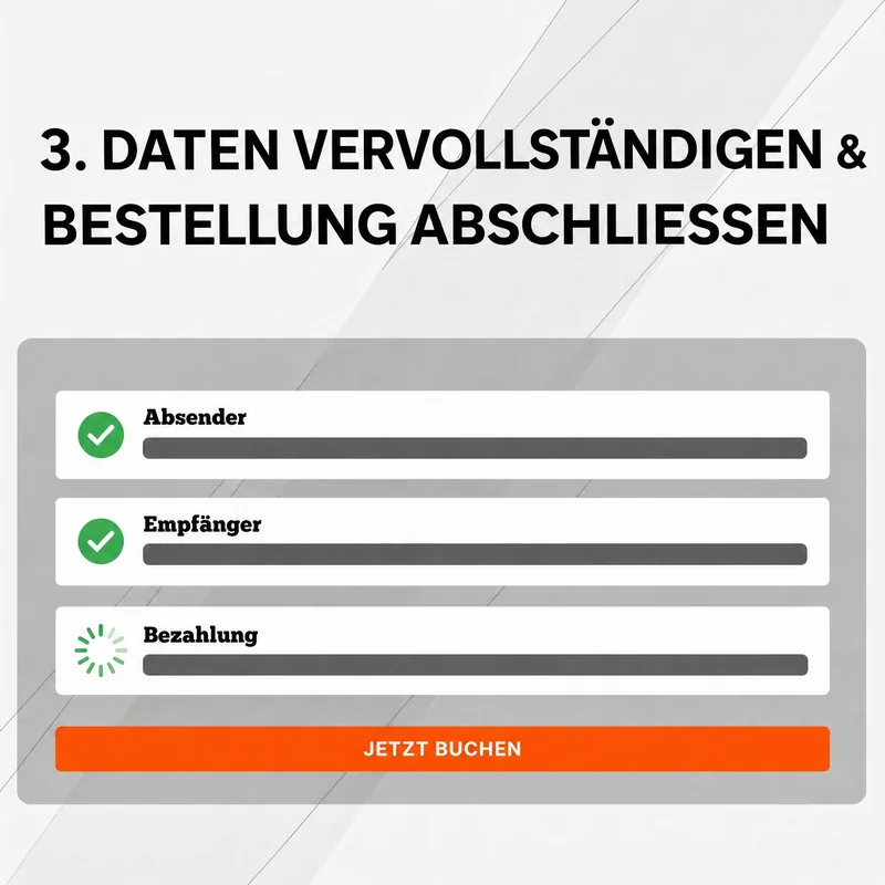 Schritt 3: Daten vervollständigen und Bestellung abschließen bei NexCargo